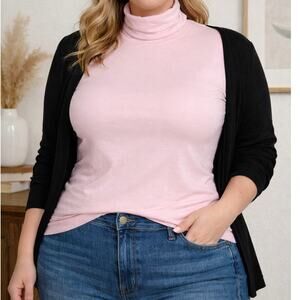 J. Crew 100% Cotton Pale Pink Lightweight Turtleneck Size XXL